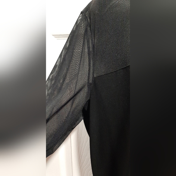 Classic Plus Size Black Dress See Through Top & Sleeves Accent at Waist Size 20? - Picture 3 of 7